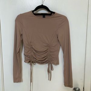 Two long sleeve scrunch crop tops